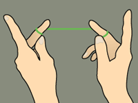Dental floss wrapped securely around both middle fingers