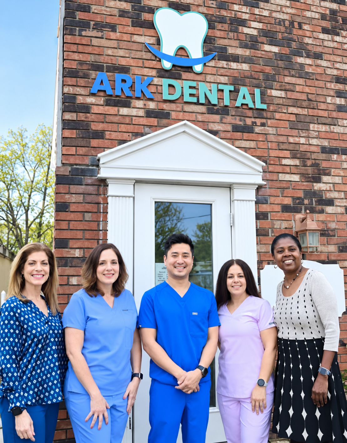 Dr. Song and the Ark Dental team outside the Norwalk office